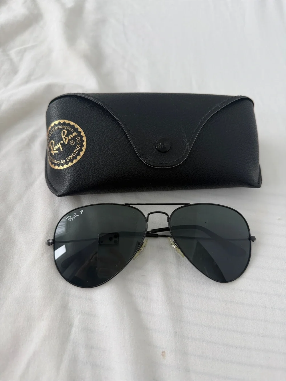 Ray-Ban Aviator Sunglasses - Black Frame, Gray Lenses